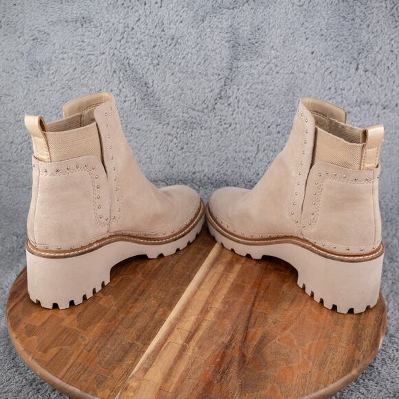 DOLCE VITA Women Huey Ivory Suede Studded Chelsea Ankle Boots 8 M - Picture 5 of 7